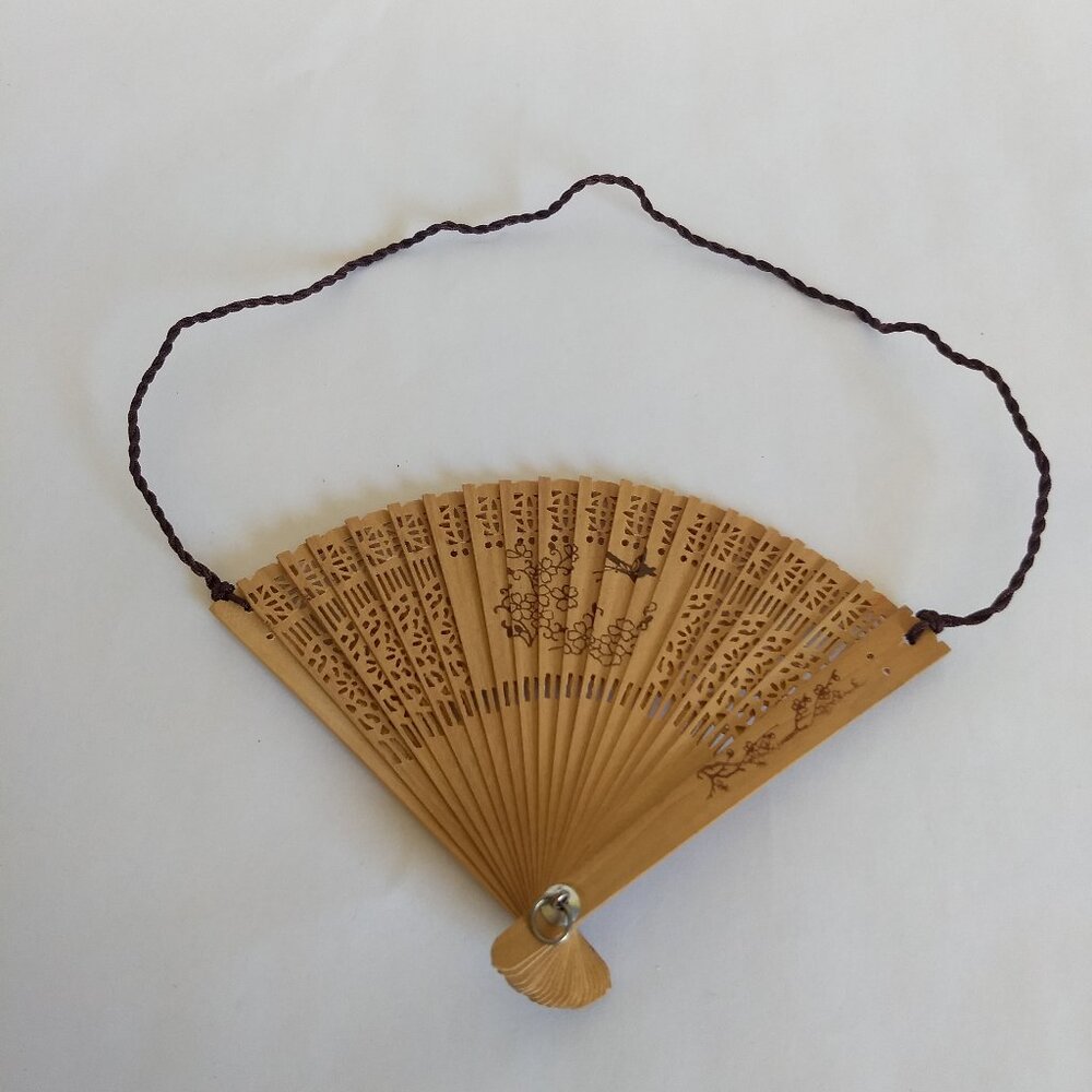 Laser Cut Wooden Decorative Mini Fan Wood Burn Design Panda & Bird Home Decor
